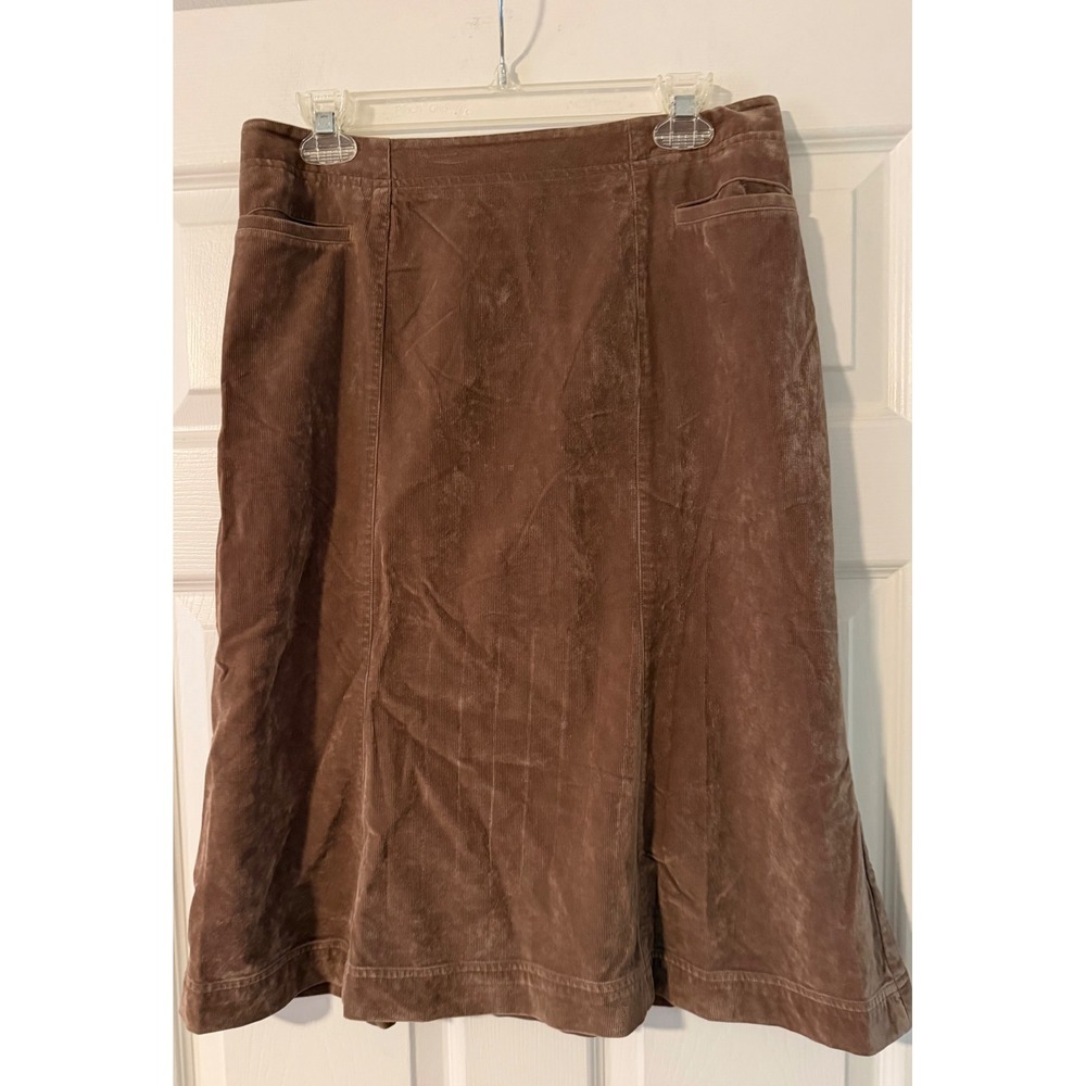 J. Jill Brown Corduroy A-Line Skirt Fall Minimalist Classic Women's 10.